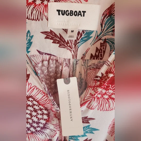 NWT Tugboat Anthropologie Floral Print Tie-Front Blouse - Picture 2 of 5
